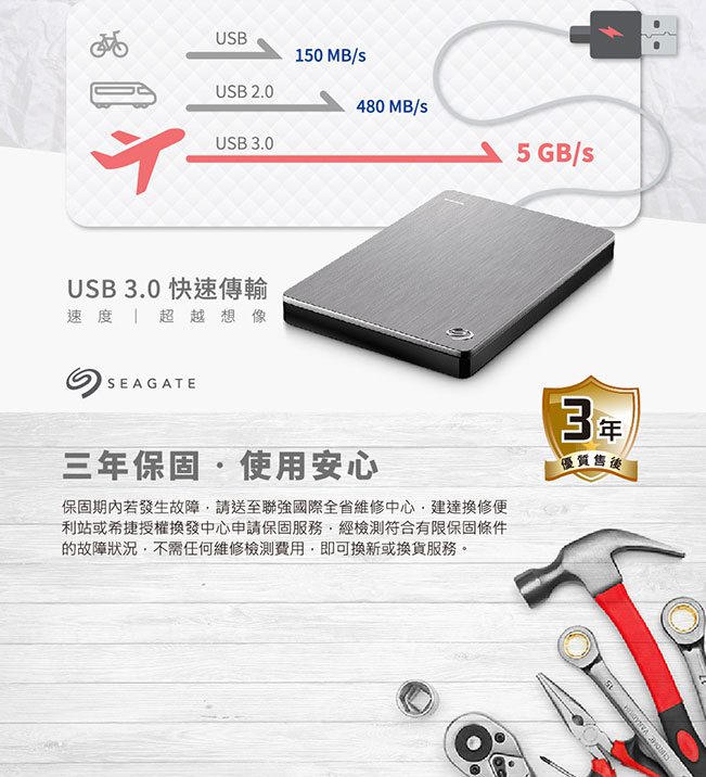 Seagate 4TB Backup Plus行動硬碟-紅色