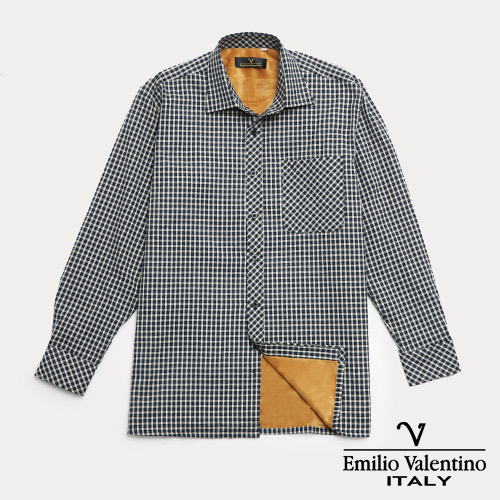 Emilio Valentino 范倫提諾暖感格紋襯衫-米藍