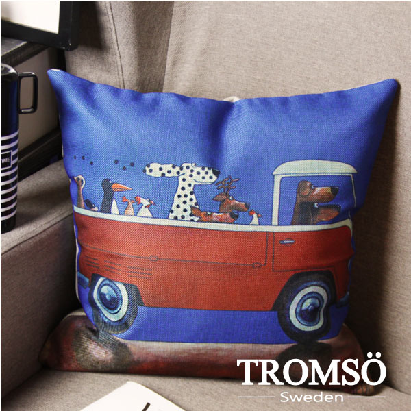 TROMSO-品味英倫棉麻抱枕/叢林小貨車