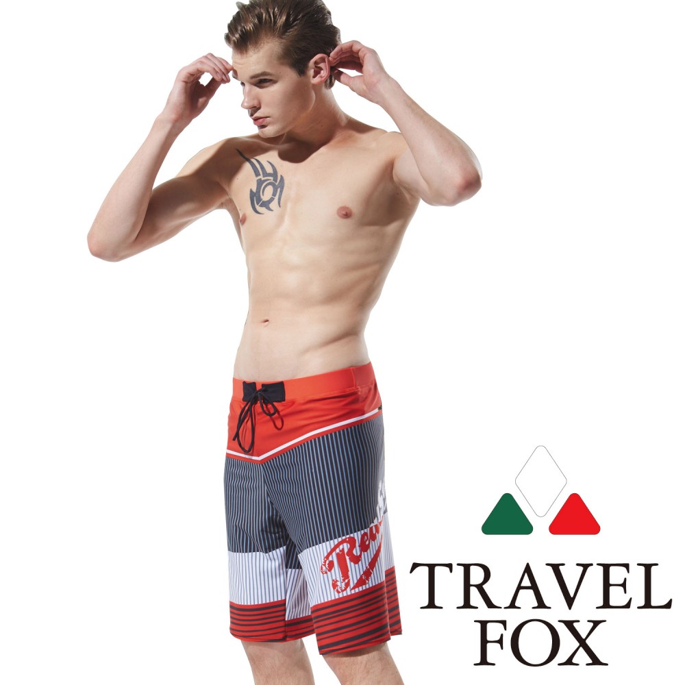 TRAVELFOX 旅狐 男泳褲 寬口 勁橘科技灰