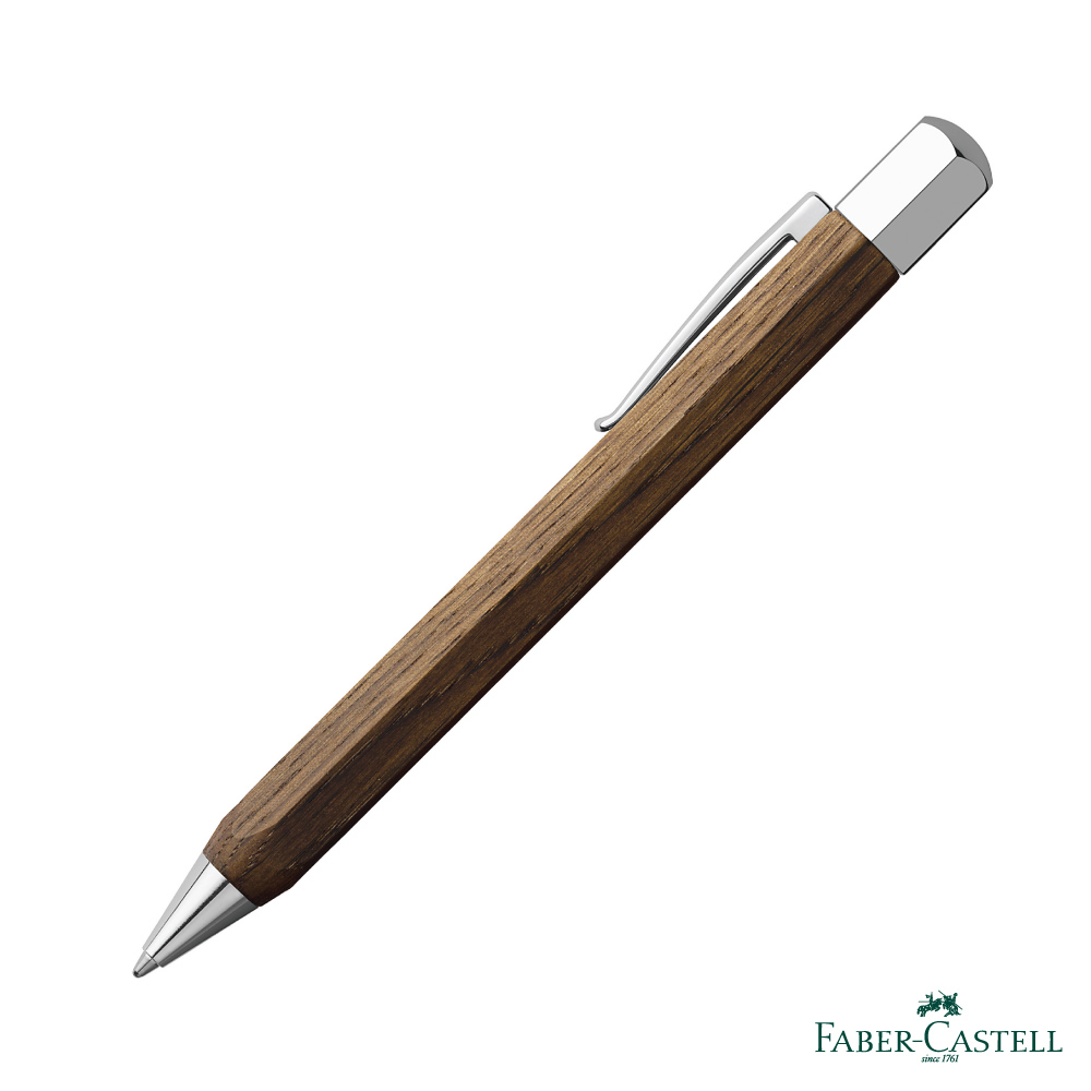 Faber-Castell ONDORO-六角旋轉原子筆-咖啡木紋