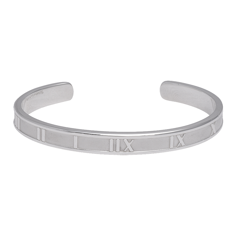 TIFFANY&Co. ATLAS 925純銀羅馬數字造型手環(銀)