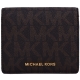 MICHAEL KORS Jet Set 金字滿版皮革雙折扣式短夾-咖啡 product thumbnail 1