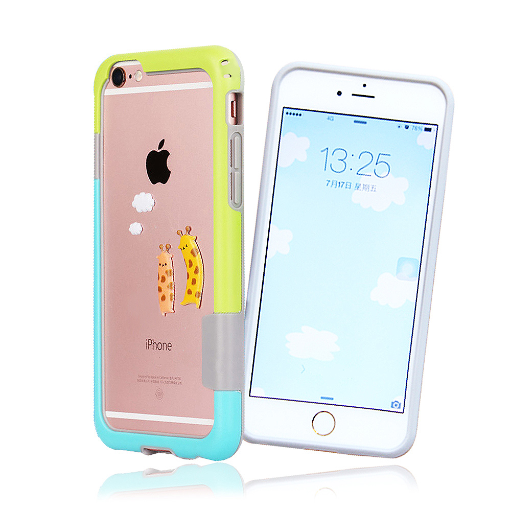 VXTRA日韓糖果風 iPhone 6s 4.7吋 撞色邊框手機殼(幻想碧綠)