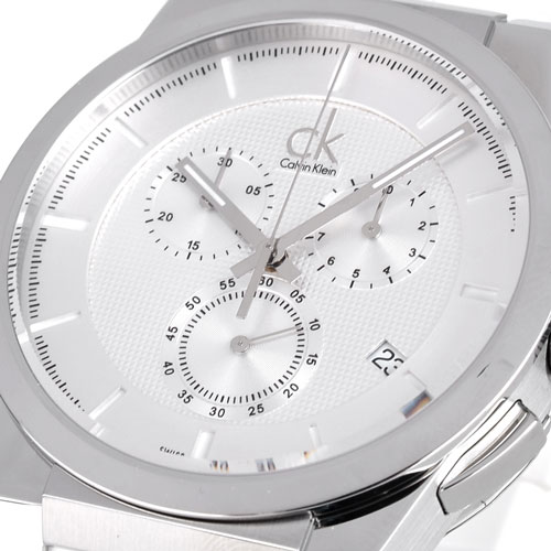 cK Dart 炫白運動風計時橡膠圈腕錶-45mm