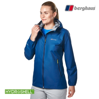 【Berghaus貝豪斯】女款HS輕量防水透氣連帽外套H22FS6深海藍