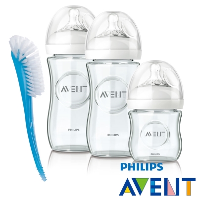 PHILIPS AVENT 親乳感玻璃奶瓶特惠組(藍)