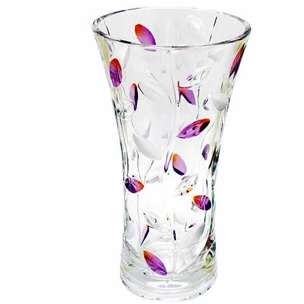 Beauti-Eagle水晶玻璃紫色彩色樹葉花瓶(612113MZ)