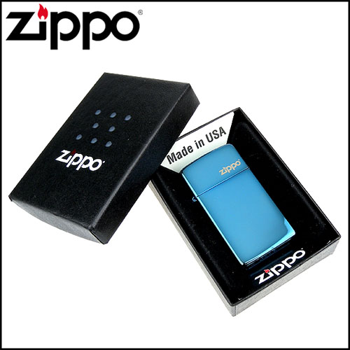 ZIPPO美系-LOGO字樣打火機~超質感Sapphire藍寶色鏡面