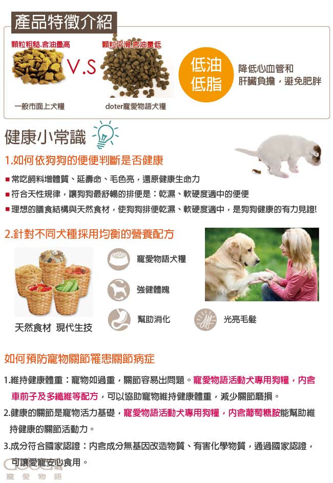 【doter】寵愛物語 腸胃保健 活動犬專用 犬飼料 1.5KG