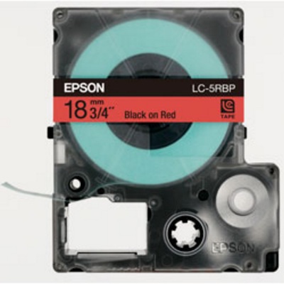 EPSON 標籤機色帶 LC-5RBP (紅底黑字/18mm)
