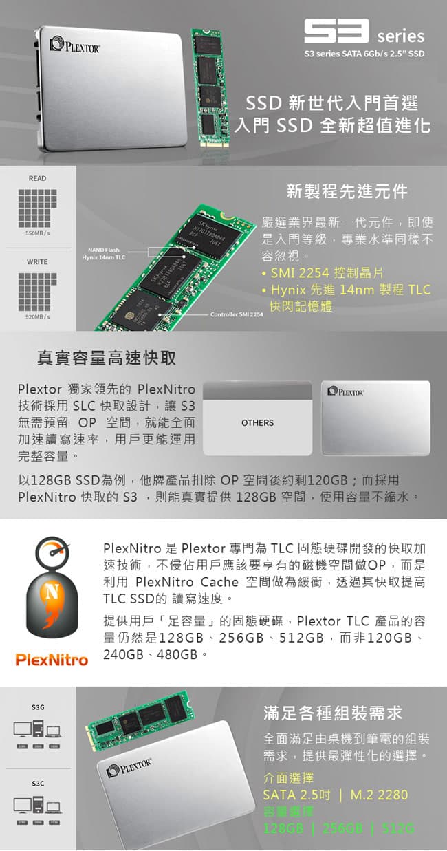 PLEXTOR S3C-512GB SSD 2.5吋固態硬碟