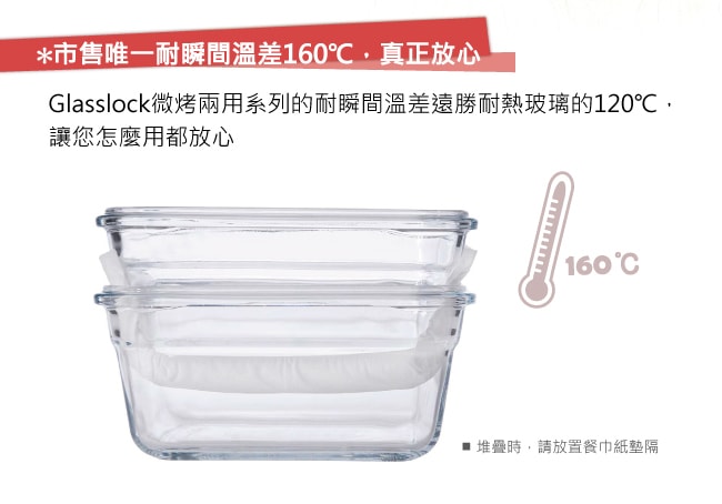 Glasslock強化玻璃微烤兩用保鮮盒-親子烘焙方形2入組