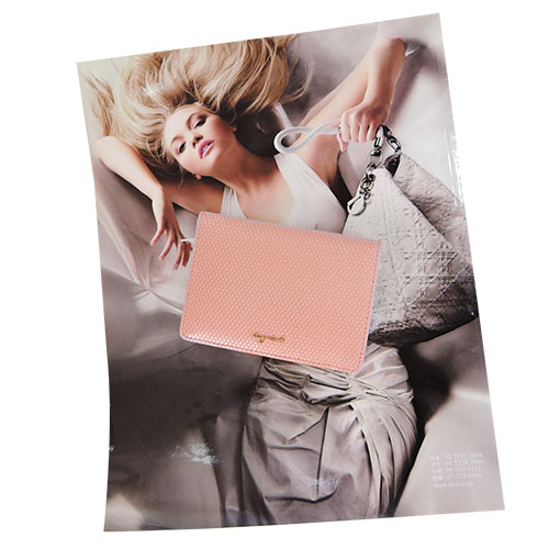 agnes b.蜂巢皮革証件票卡夾-粉膚