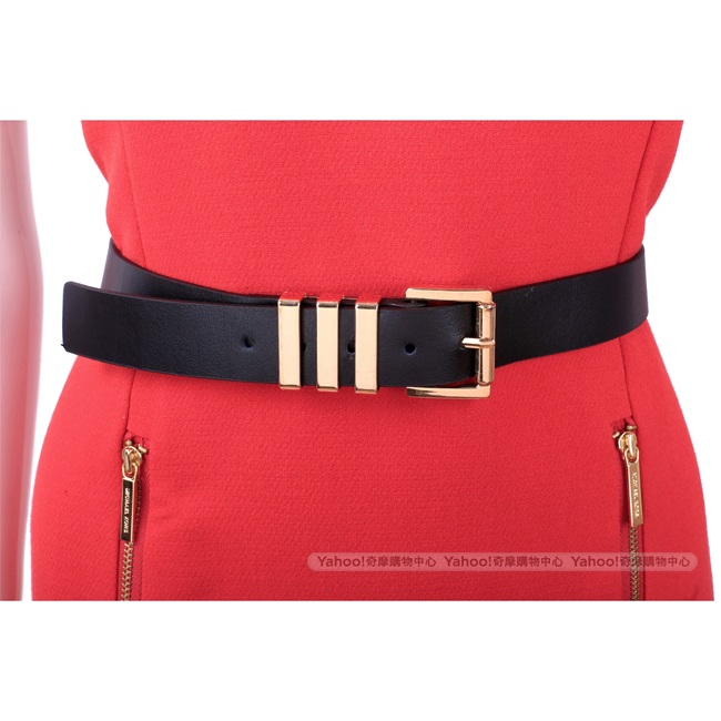 Michael Kors 紅色金屬項圈飾無袖洋裝(附腰帶)