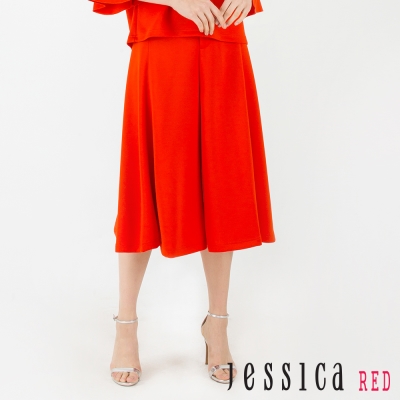 【JESSICA RED】Tanya 簡約素色質感寬褲(橘紅)