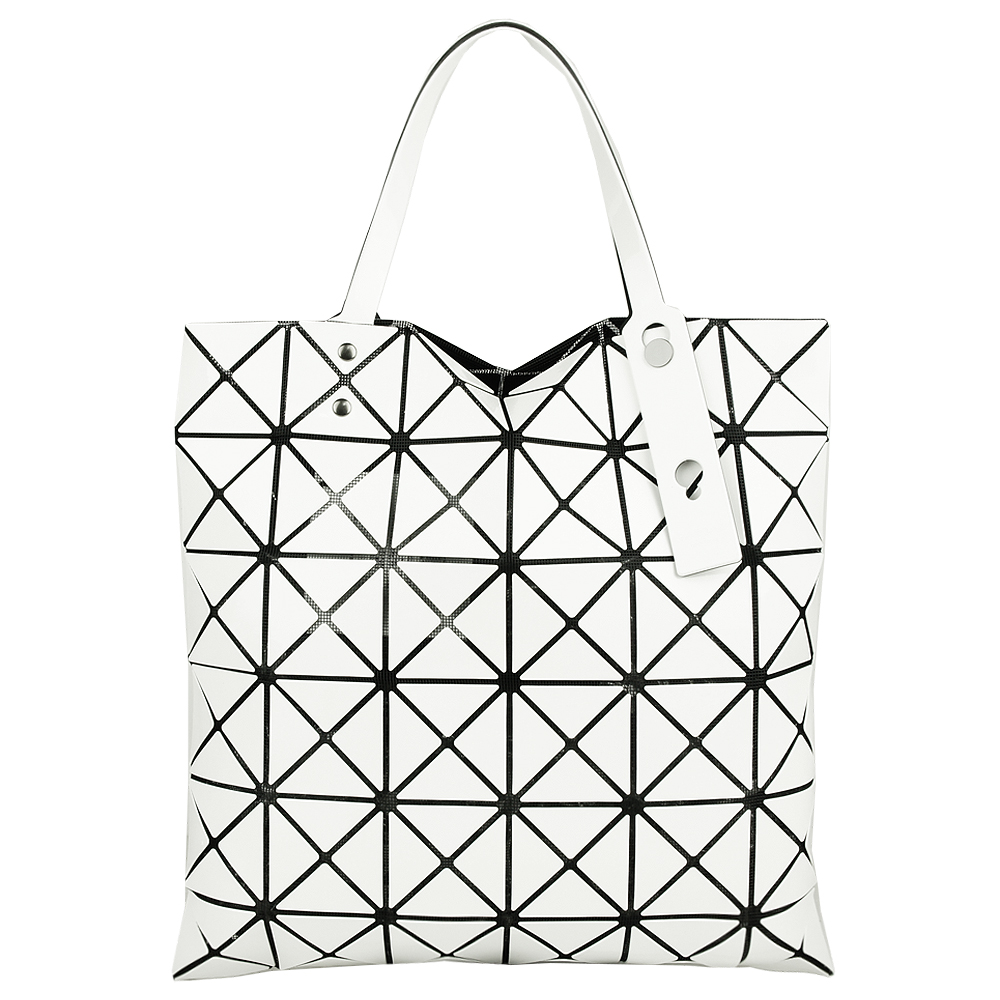 ISSEY MIYAKE 三宅一生BAOBAO透光方格6x6亮面托特包(白)