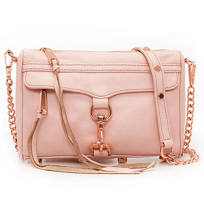 REBECCA MINKOFF MINI MAC肩/斜背包(粉紅玫瑰金鍊)