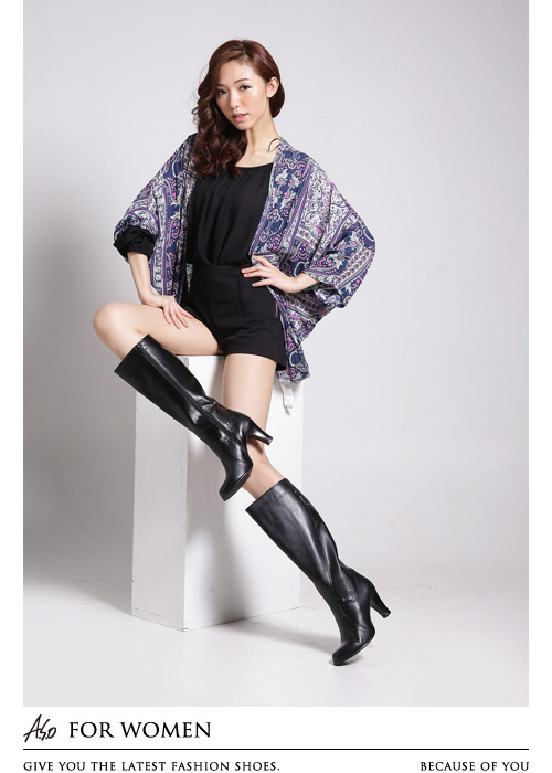 A.S.O 都會時尚 閃鑽微笑曲線靜音奈米長靴 黑