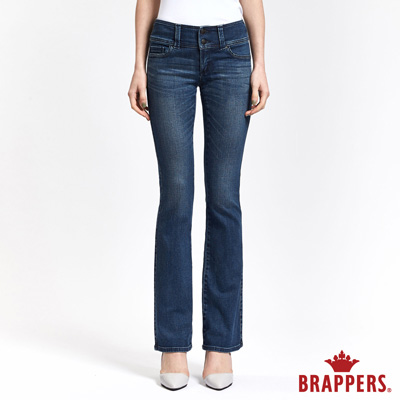 BRAPPERS 女款 新美尻系列-女用彈性W刺繡鑲鑽靴型褲-藍