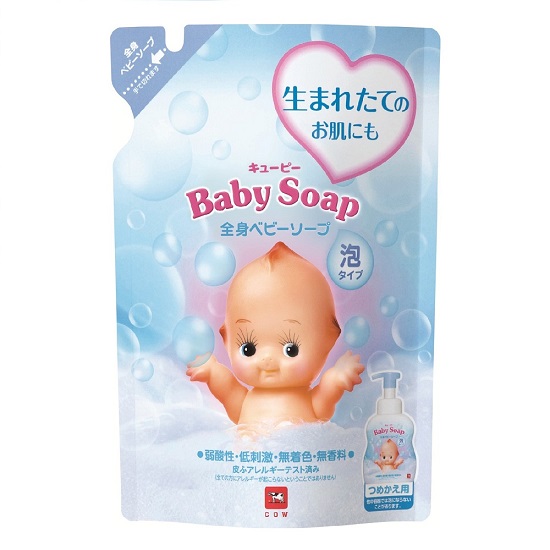 日本牛乳石鹼-裘比嬰兒泡沫沐浴乳補充包350ml(總代理)