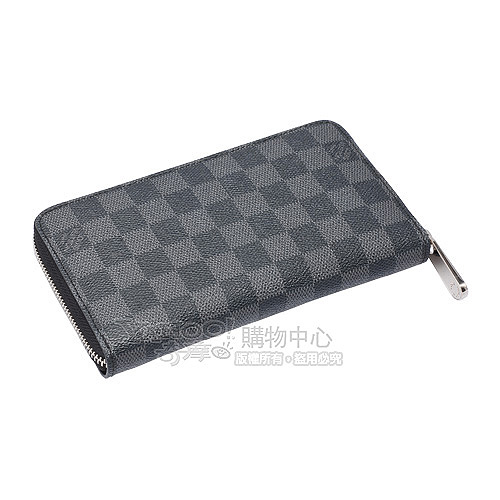 LV N63095 Damier Graphite棋盤格拉鍊長夾(黑灰)