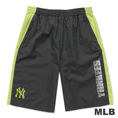 MLB-紐約洋基隊風衣布撞色運動短褲-深灰(男)