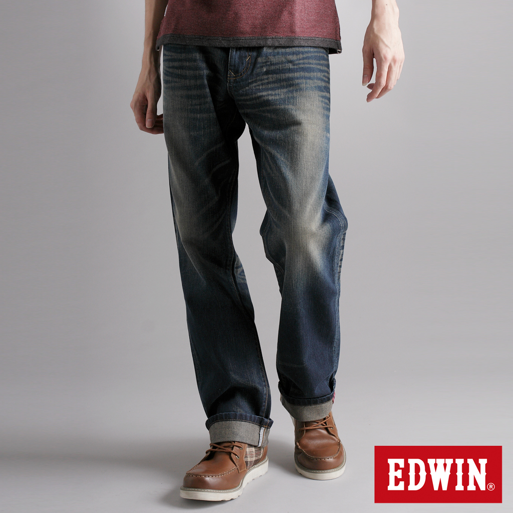 EDWIN陽剛氣度 XV寬直筒牛仔褲-男款-中古藍