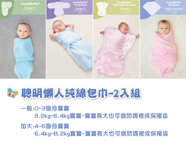 美國 Summer Infant 嬰兒包巾, 純棉 S-2入 - 法式灰時尚