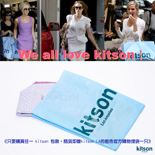 kitson經典LOGO購物袋/托特包水藍