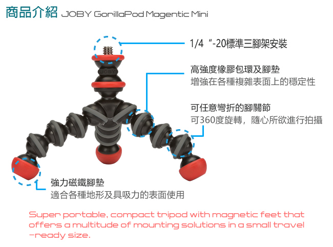 JOBY 金剛爪迷你磁吸腳架 GorillaPod Magnetic Mini -JB49