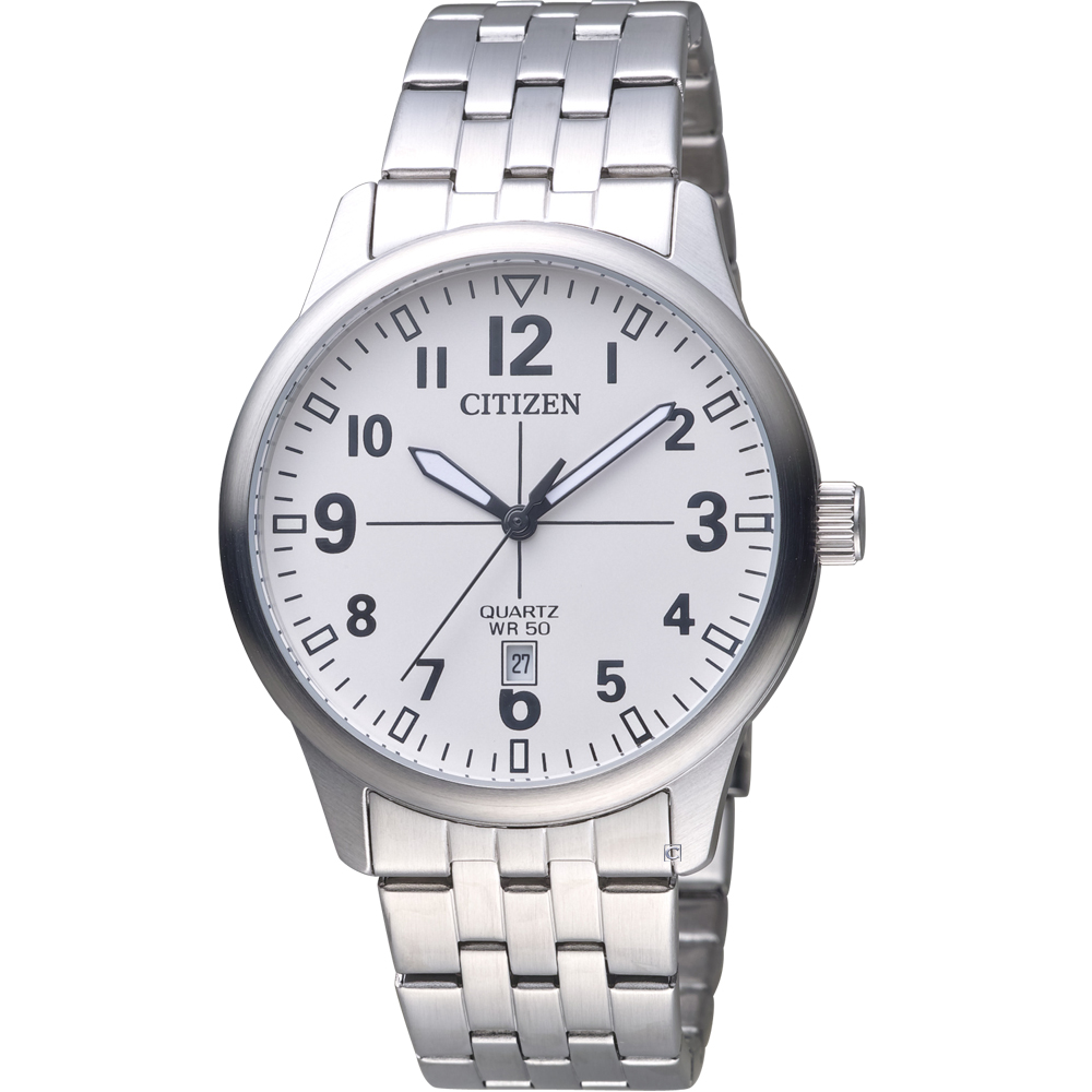 CITIZEN 星辰 簡約時尚紳士腕錶(BI1050-81B)-白色/40mm