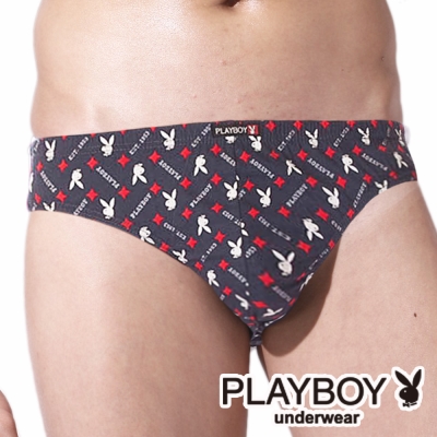 PLAYBOY 男內褲LOGO印花三角褲 MIT製-單件(灰底紅星)