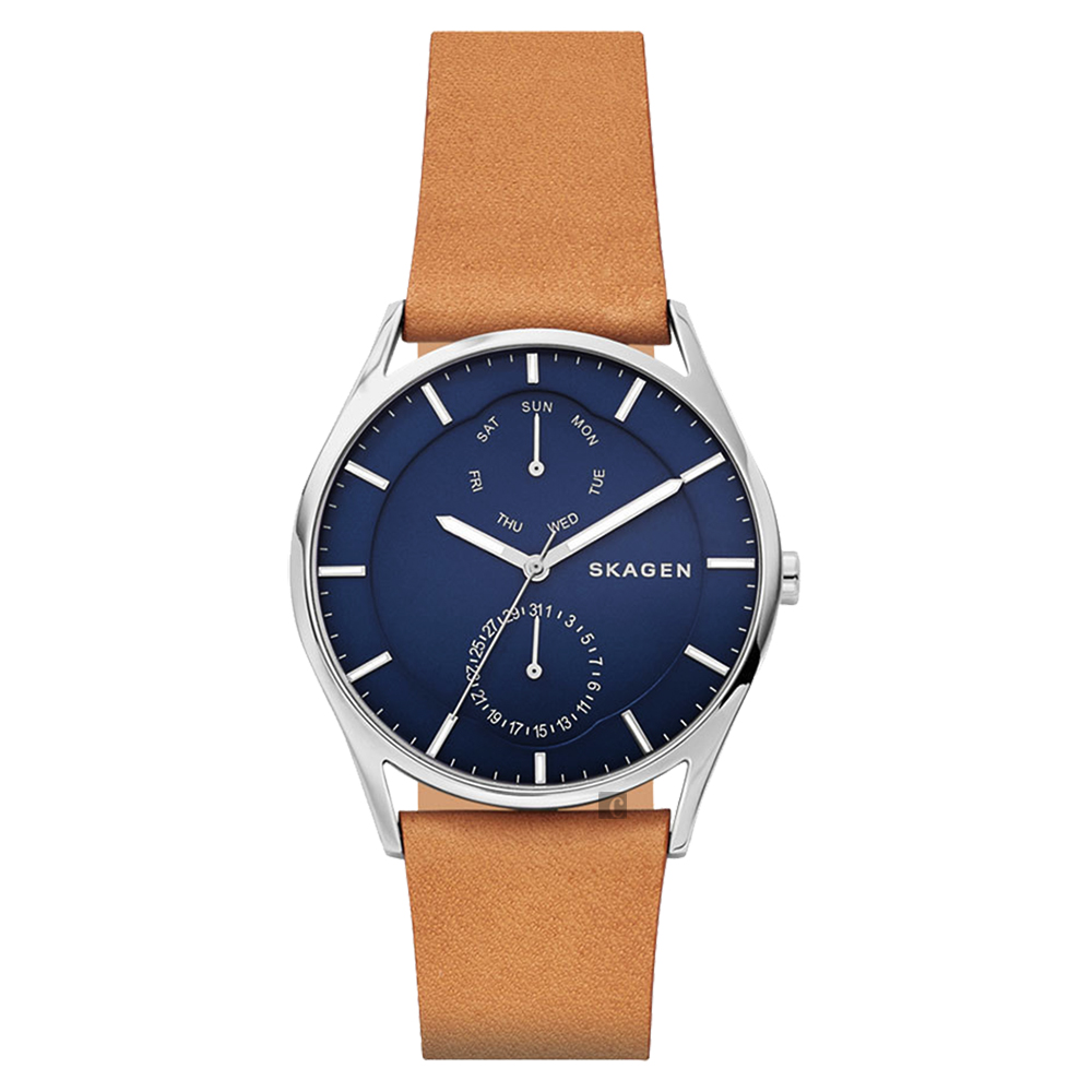 SKAGEN Holst 日曆時尚手錶(SKW6369)-藍x棕/40mm