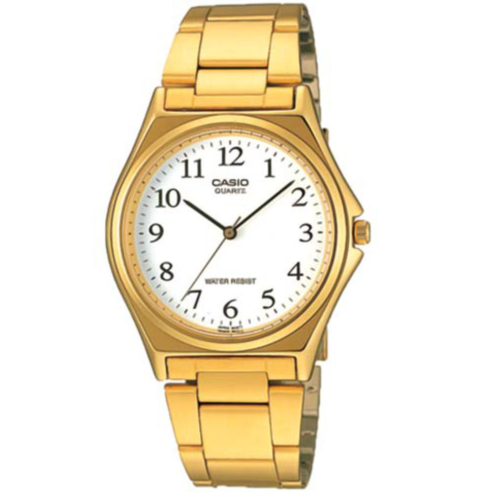 CASIO 經典簡約時尚男士腕錶(MTP-1130N-7B)-金色X白色數字面/36mm