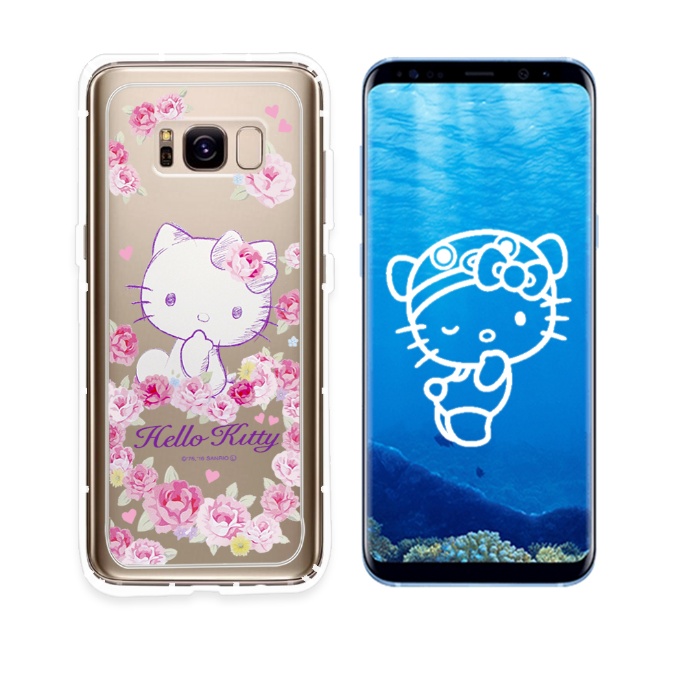 Hello Kitty貓 Samsung S8+ 空壓手機殼(玫瑰kitty)