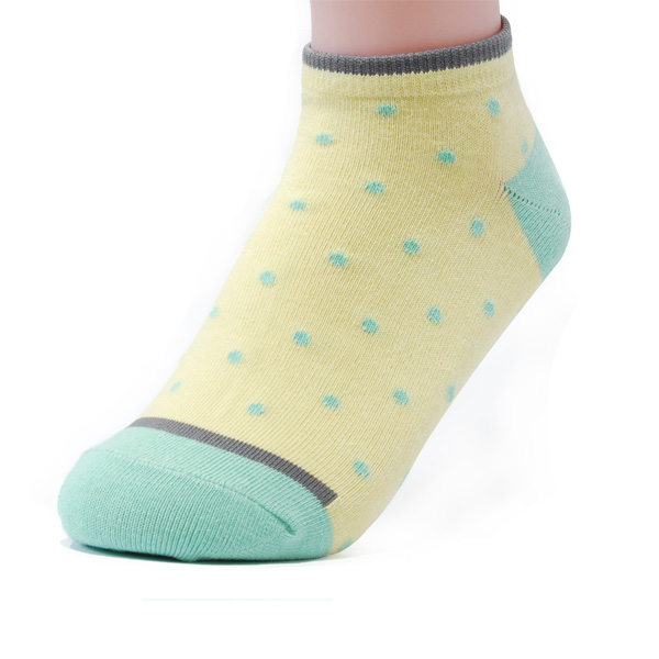 TiNyHouSe 舒適襪系列 乾爽透氣超短襪 黃色綠點M號2雙組