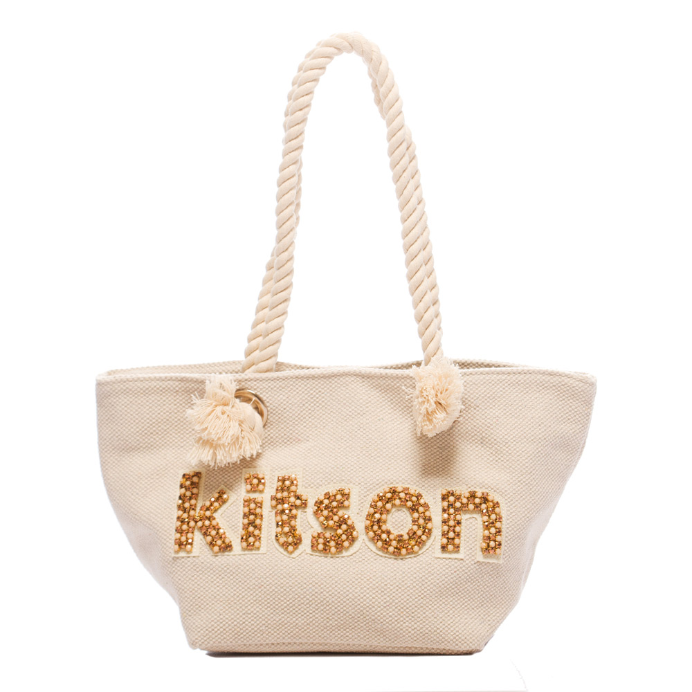 kitson 麻繩珠飾LOGO海洋托特包 BEIGE
