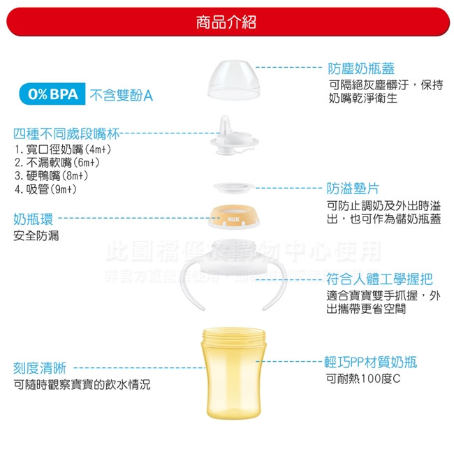 NUK-雙柄透明學習杯200ml-硬鴨嘴