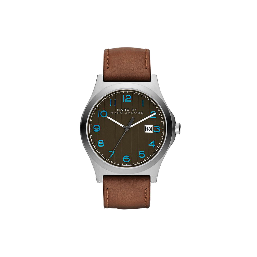 Marc Jacobs Jimmy 時尚魅力大三針風格腕錶-灰x咖啡/43mm