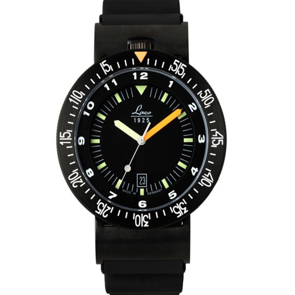 Laco朗坤 Squad Atacama 861632夜光海軍潛水機械腕錶-黑/46mm