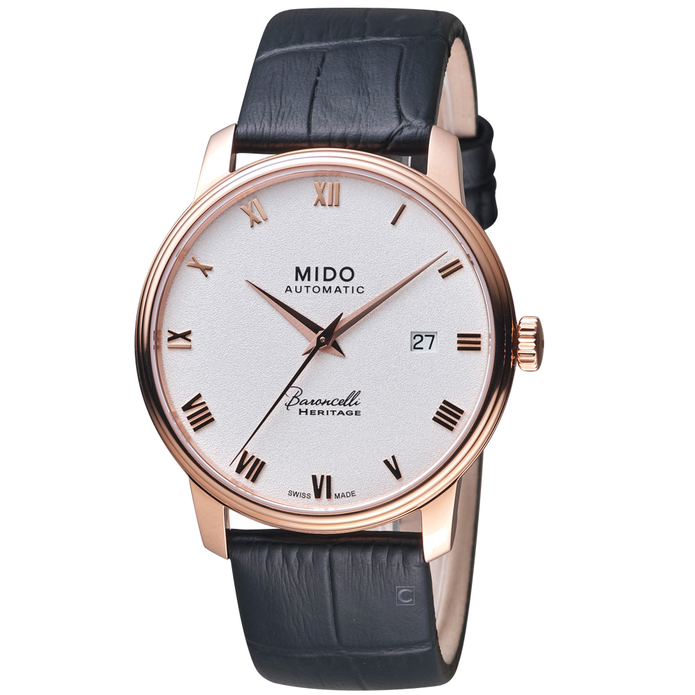 【MIDO 美度】官方授權經銷商M2 Baroncelli Heritage永恆系列復刻腕錶-黑色/39mm