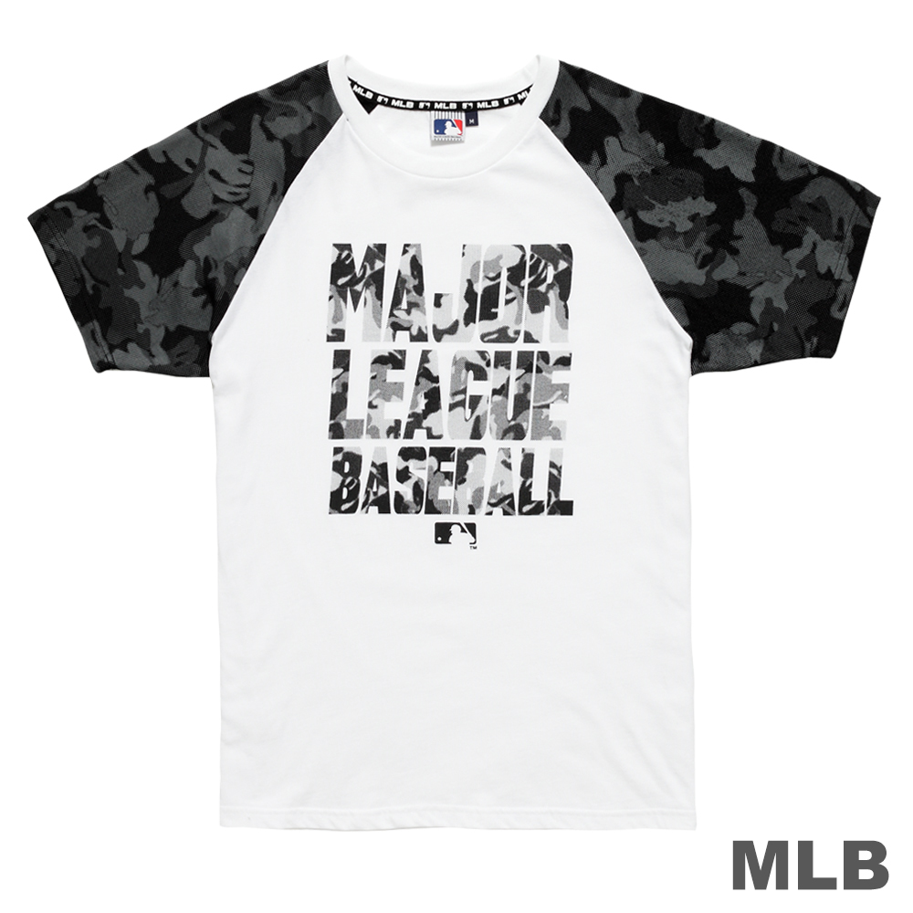 MLB-美國職棒英文迷彩印花T恤-白 (男)