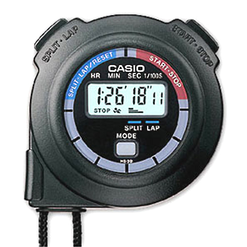 CASIO 單組記憶10HR計時秒錶(HS-3V-1R)-黑