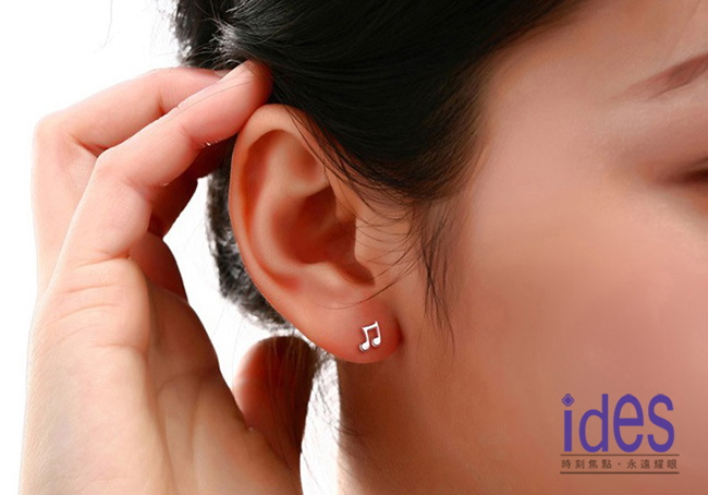 ides愛蒂思 日韓風潮個性時尚925純銀耳環/音符