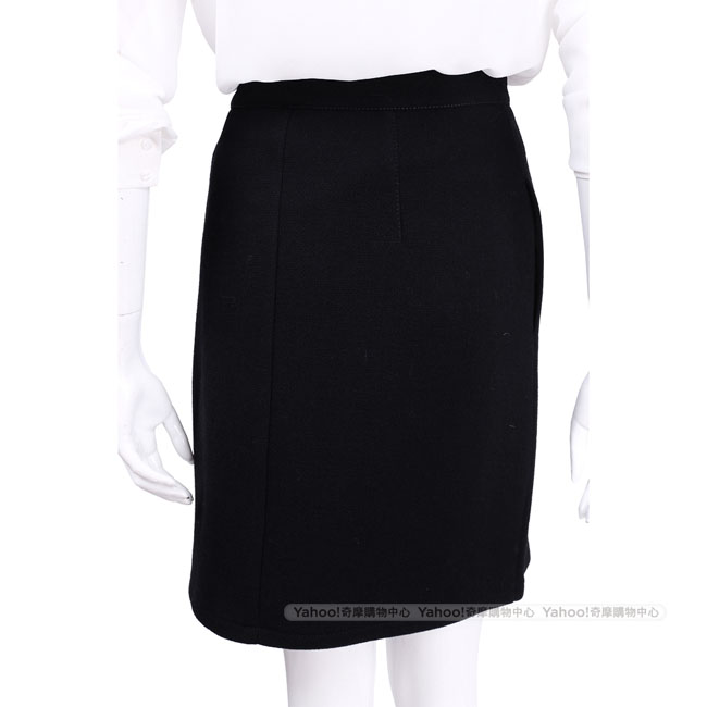 PHILOSOPHY 黑色珍珠釦飾羊毛窄裙(100%LANA)