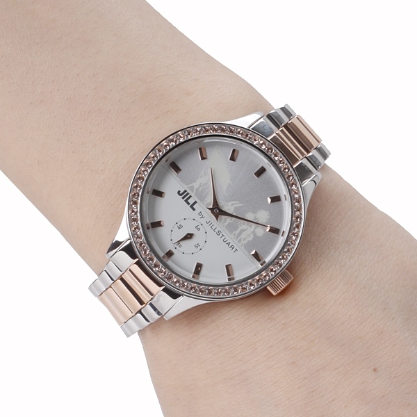Jill Stuart Big Leather系列晶鑽小秒針腕錶 銀白x玫瑰金 34mm 其他歐系品牌 Yahoo奇摩購物中心