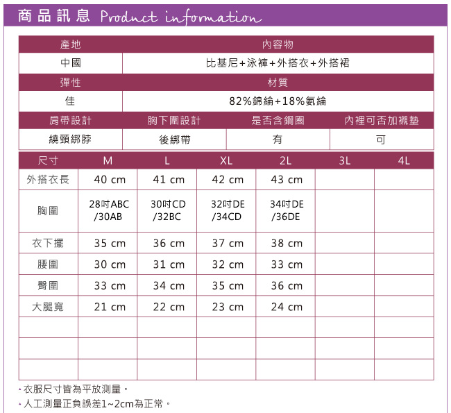 天使霓裳 自信休閒 四件式加大尺碼鋼圈連身泳衣(藍M~2L)