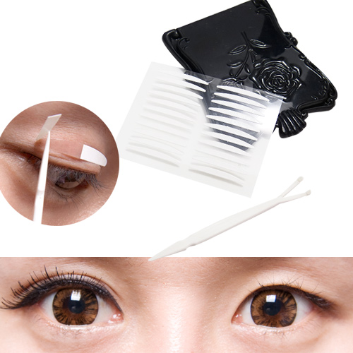 貝禮綺美妝韓國全隱形超強力雙面膠雙眼皮貼泡泡眼寬版2.5mm超值加量154枚入-贈Y型棒