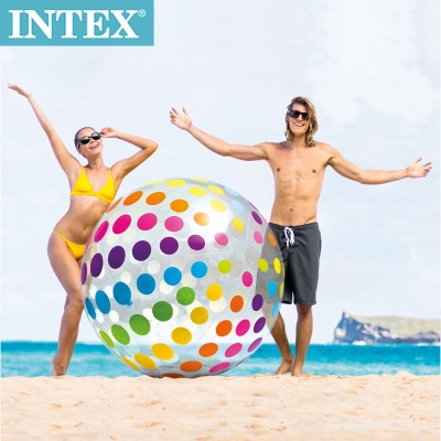 INTEX 普普風超巨大充氣沙灘球-直徑130cm (58097)